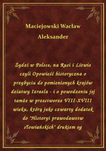 Żydzi w Polsce, na Rusi i Litwie czyli Opowieść historyczna o przybyciu do pomienionych krajów dziat