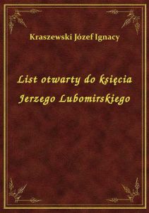 List otwarty do księcia Jerzego Lubomirskiego